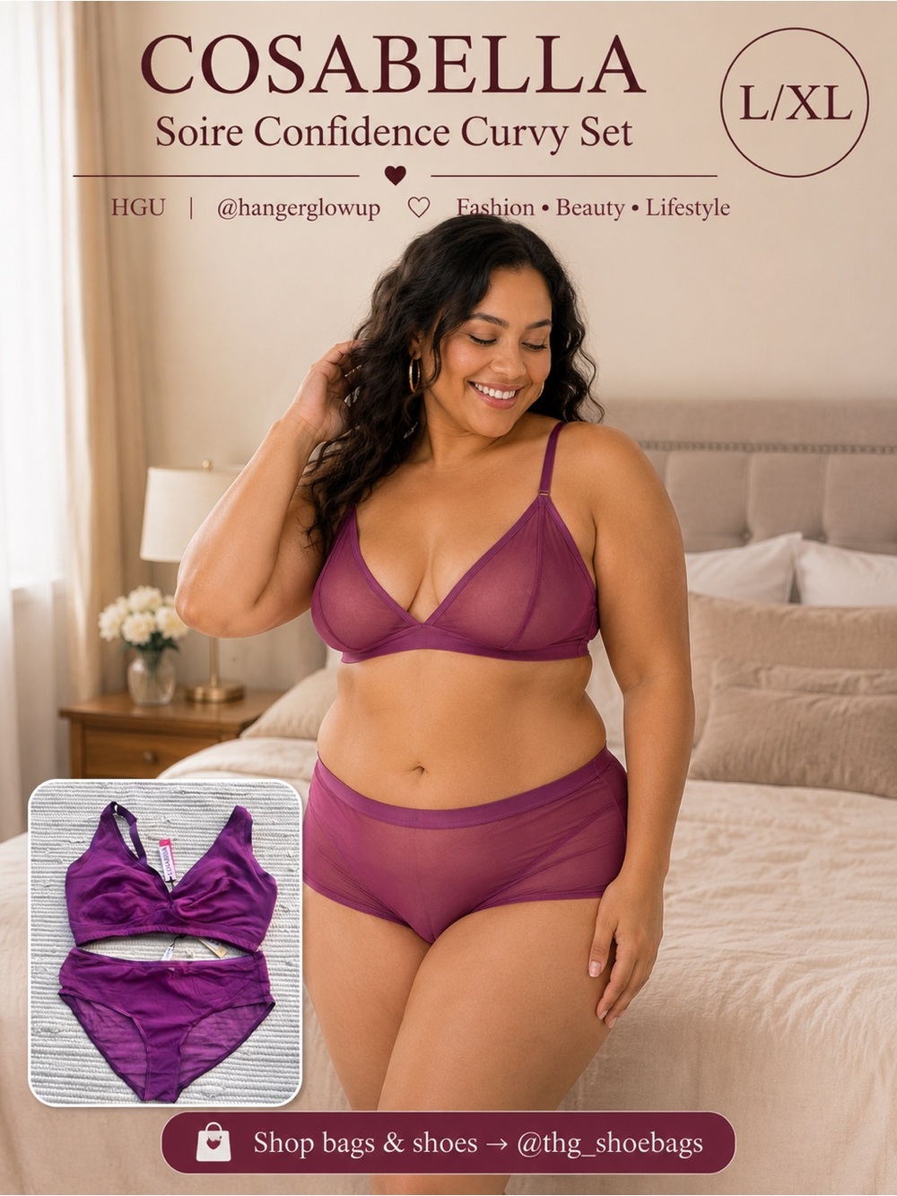 Cosabella Soire Confidence Curvy Bralette & Boyleg Set Swiss Beet Curvy L/XL